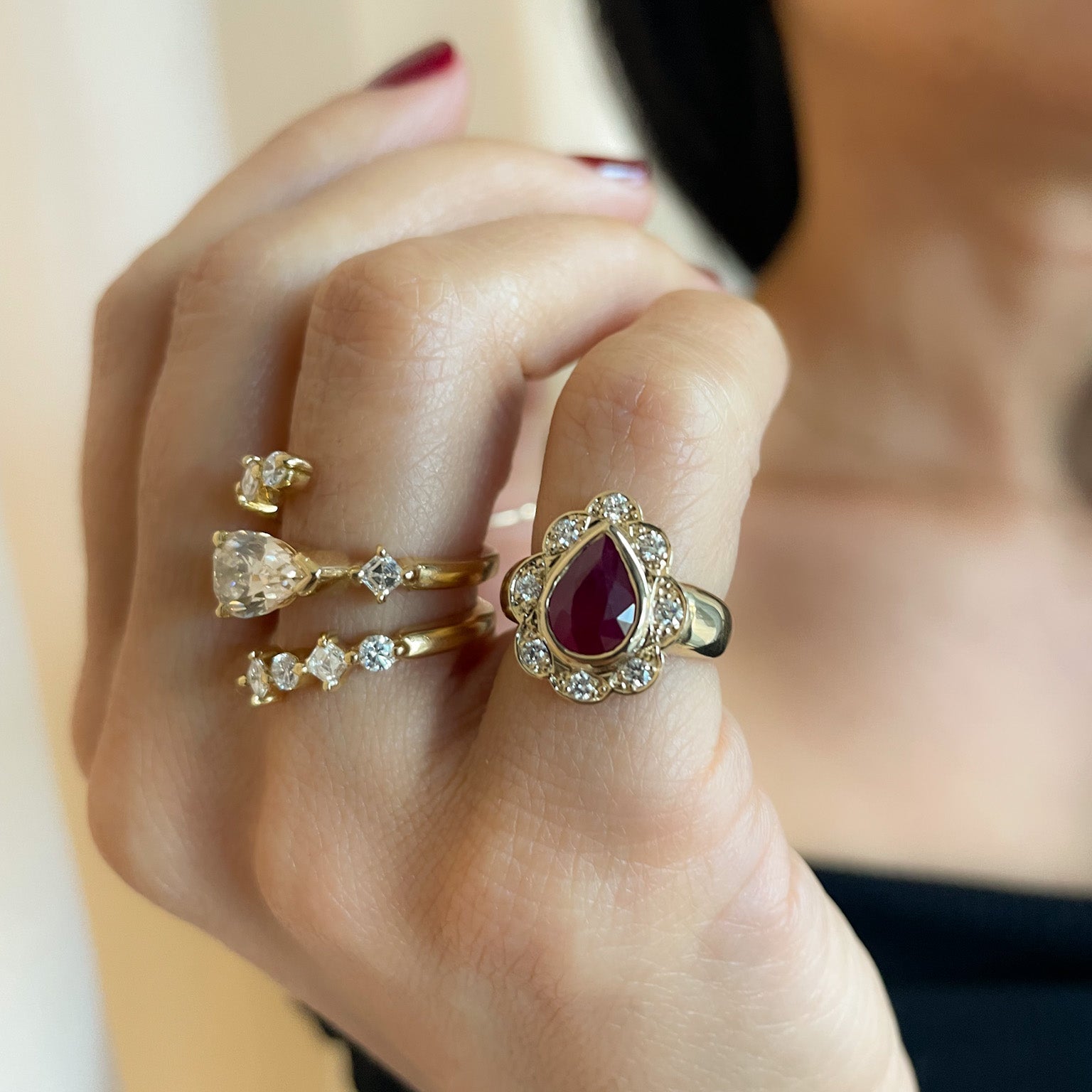 Treasure Gemstone Pinky Ring - Ruby