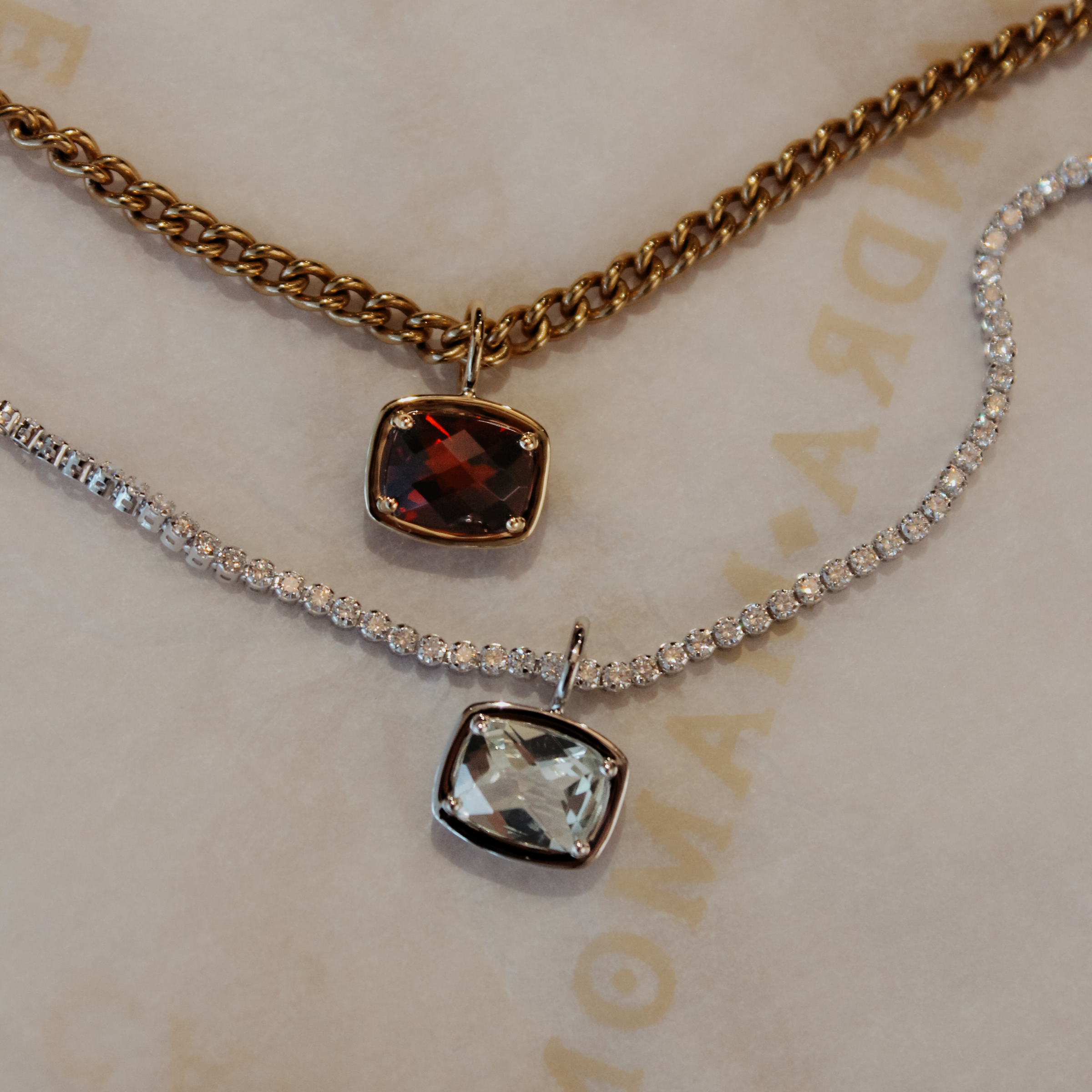 Julia Pendant - gemstone cushion pendant