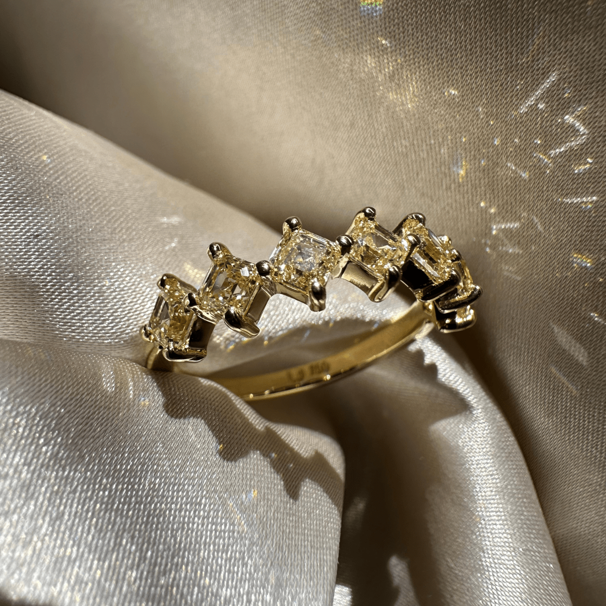 Asscher Yellow Diamond Eternity Ring