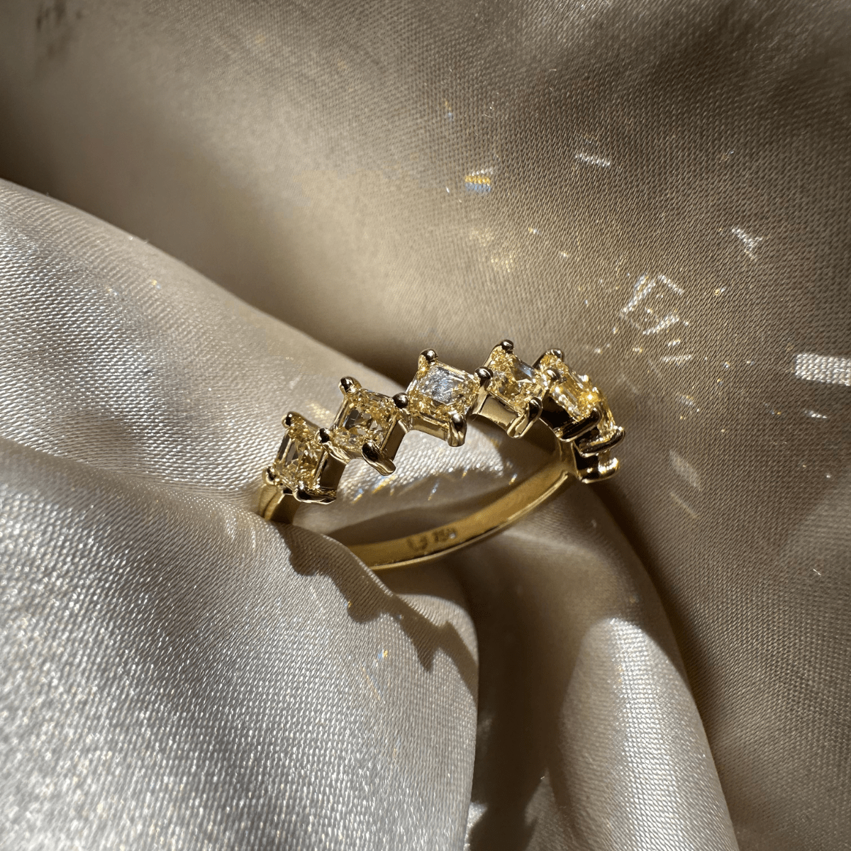 Asscher Yellow Diamond Eternity Ring