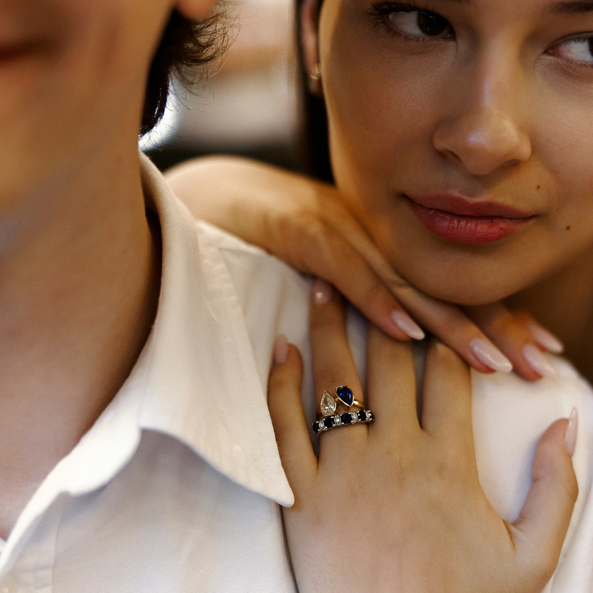 Azzurra Toi et Moi Engagement Ring - Cassandra Mamone