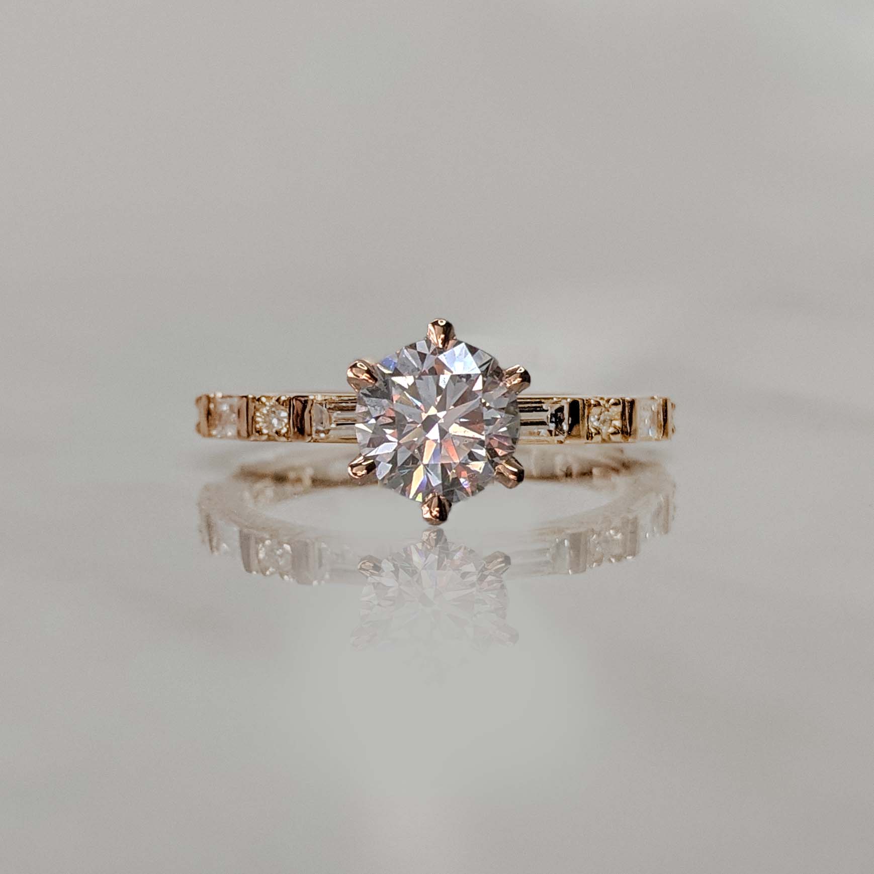 Baguette Round Diamond Ring