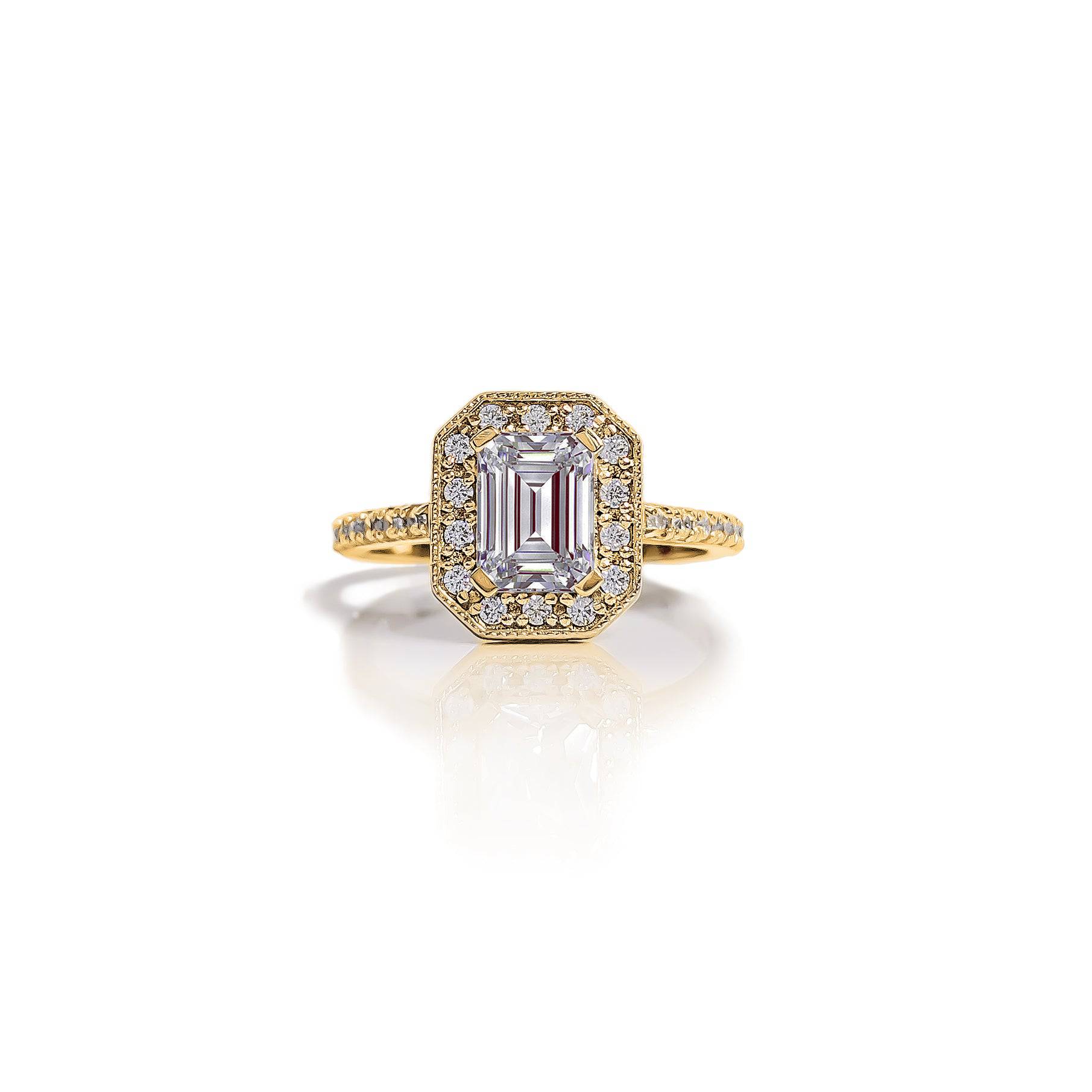 Emerald Diamond Engagement Ring
