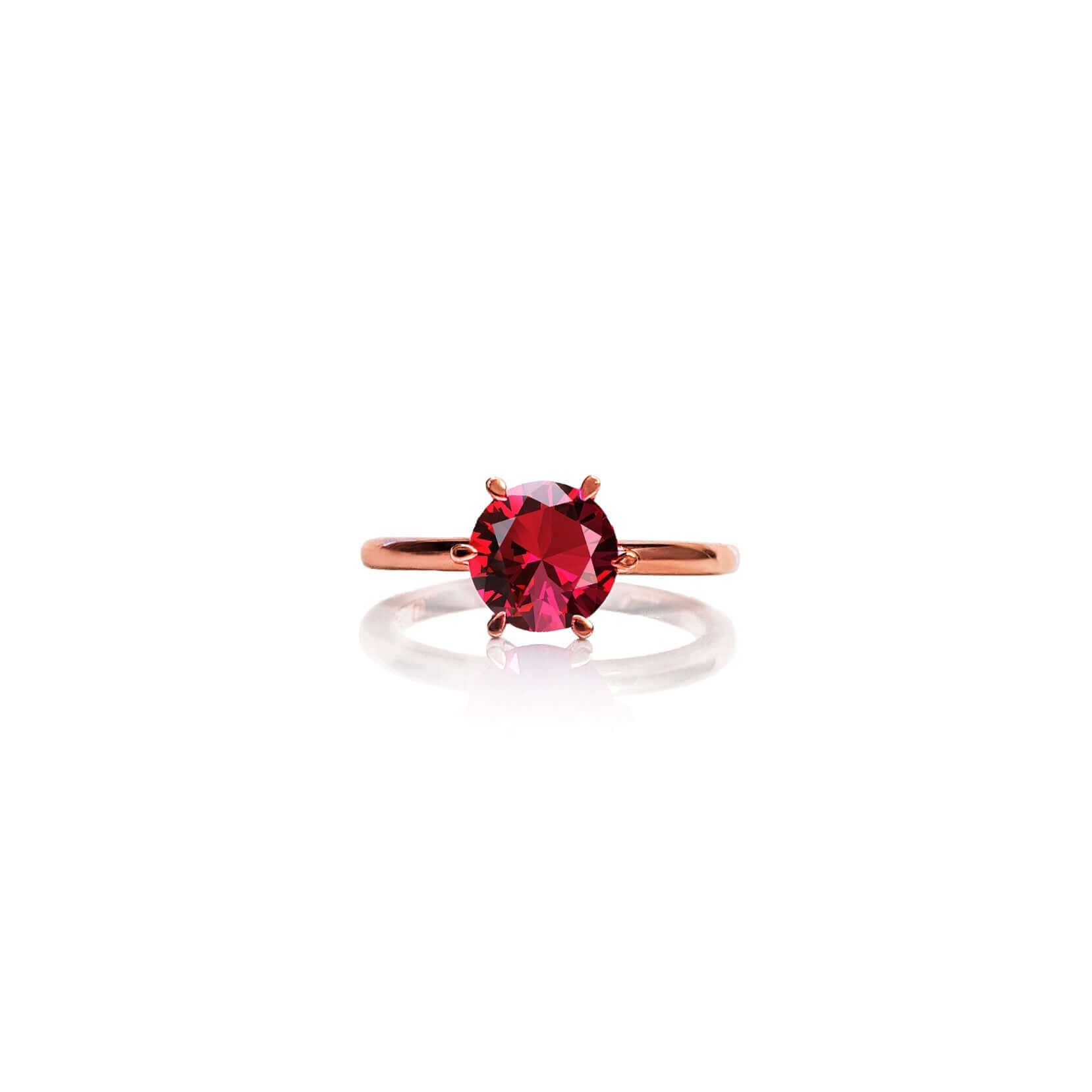 Ruby Gigi Round Brilliant Engagement Ring - Cassandra Mamone