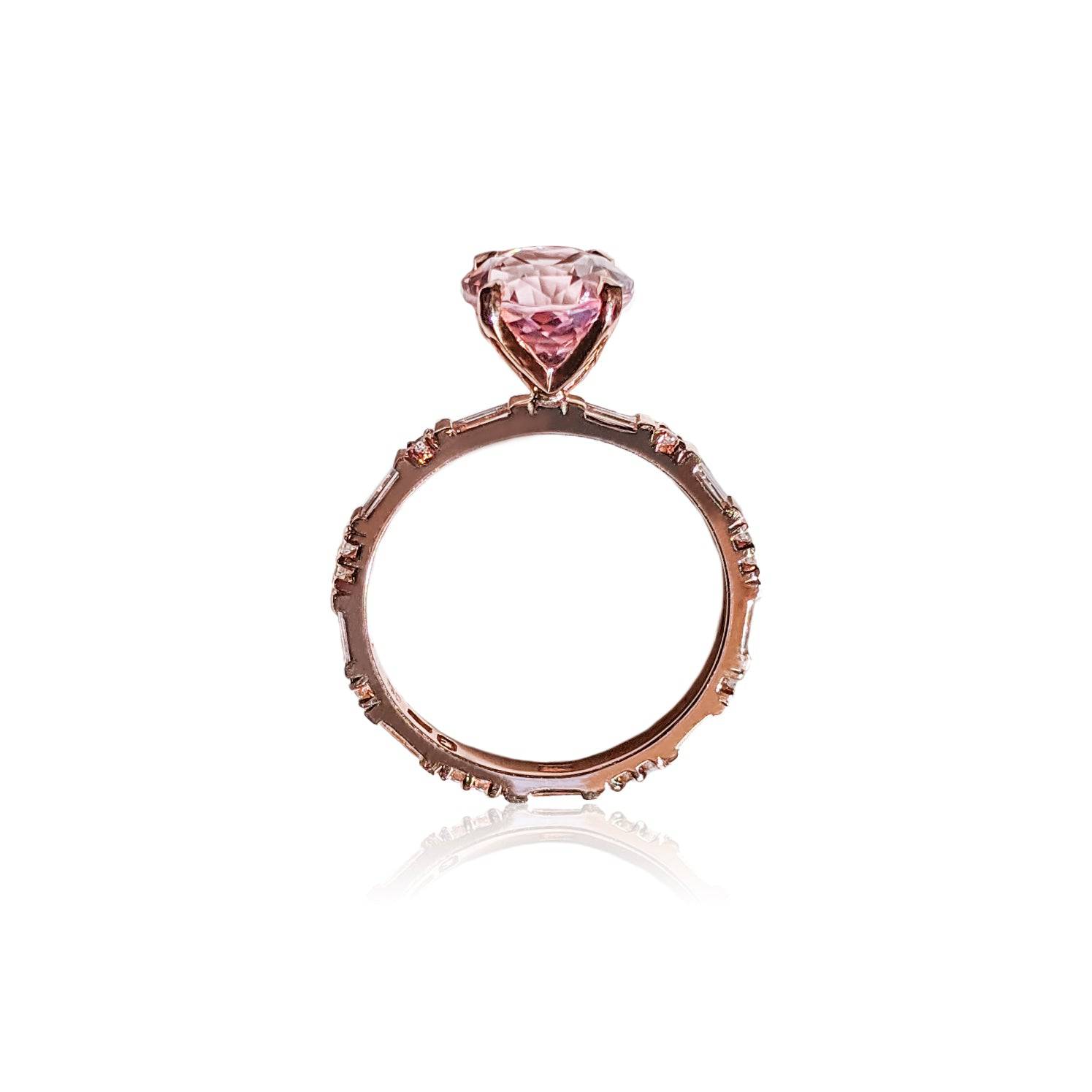 Baguette Oval Morganite Ring