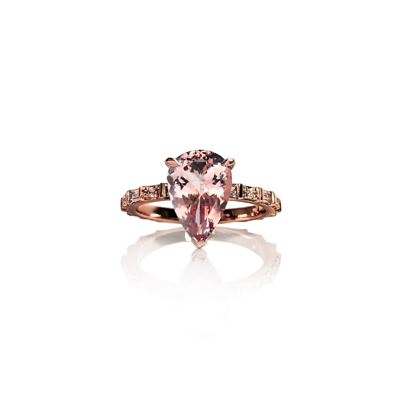 Baguette Pear Morganite Ring