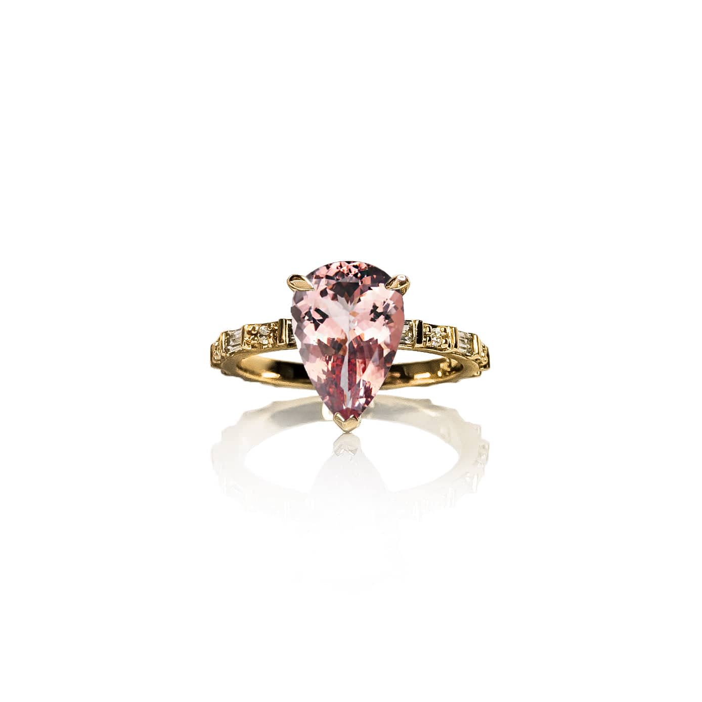 Baguette Pear Morganite Ring