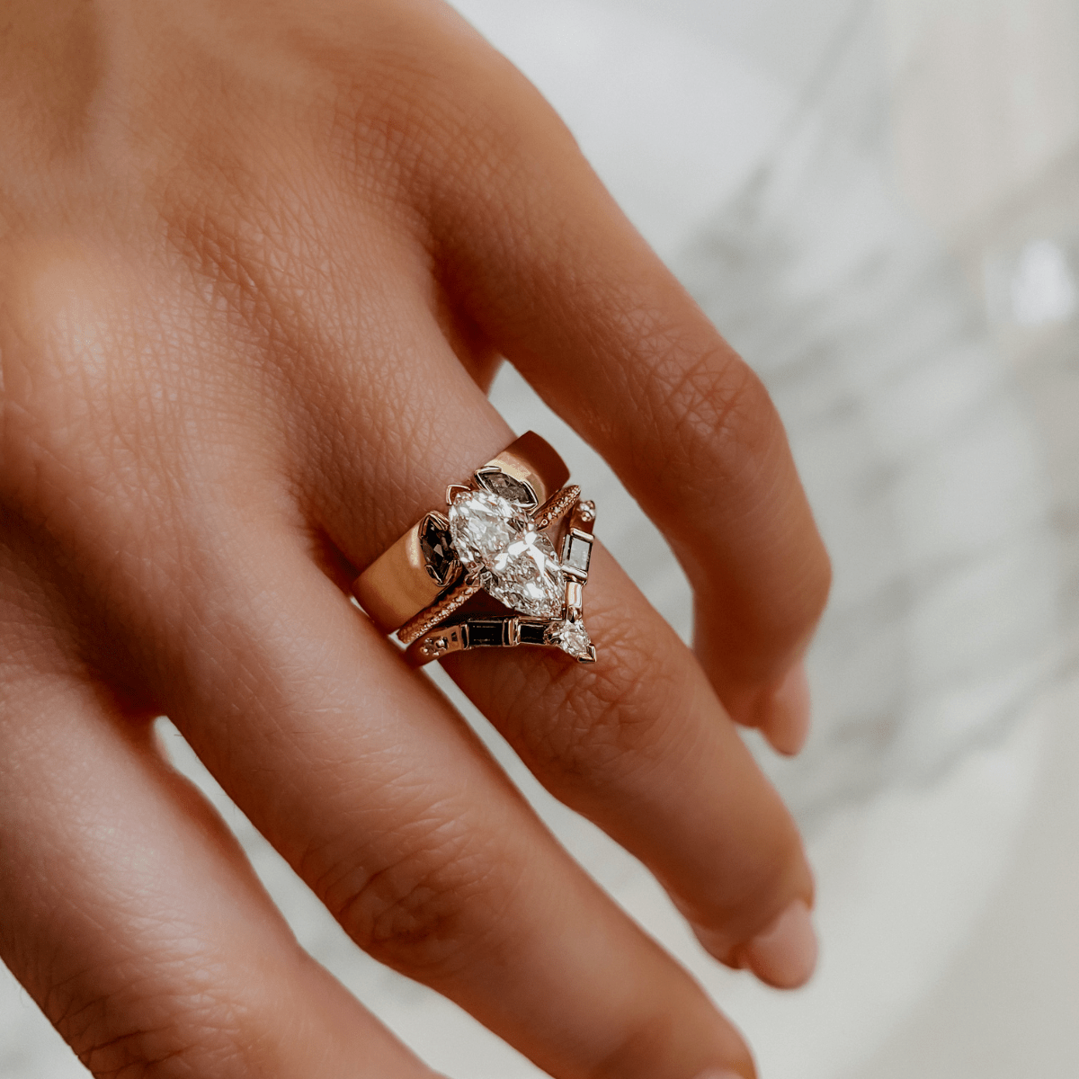 Marquise Perlina Engagement Ring