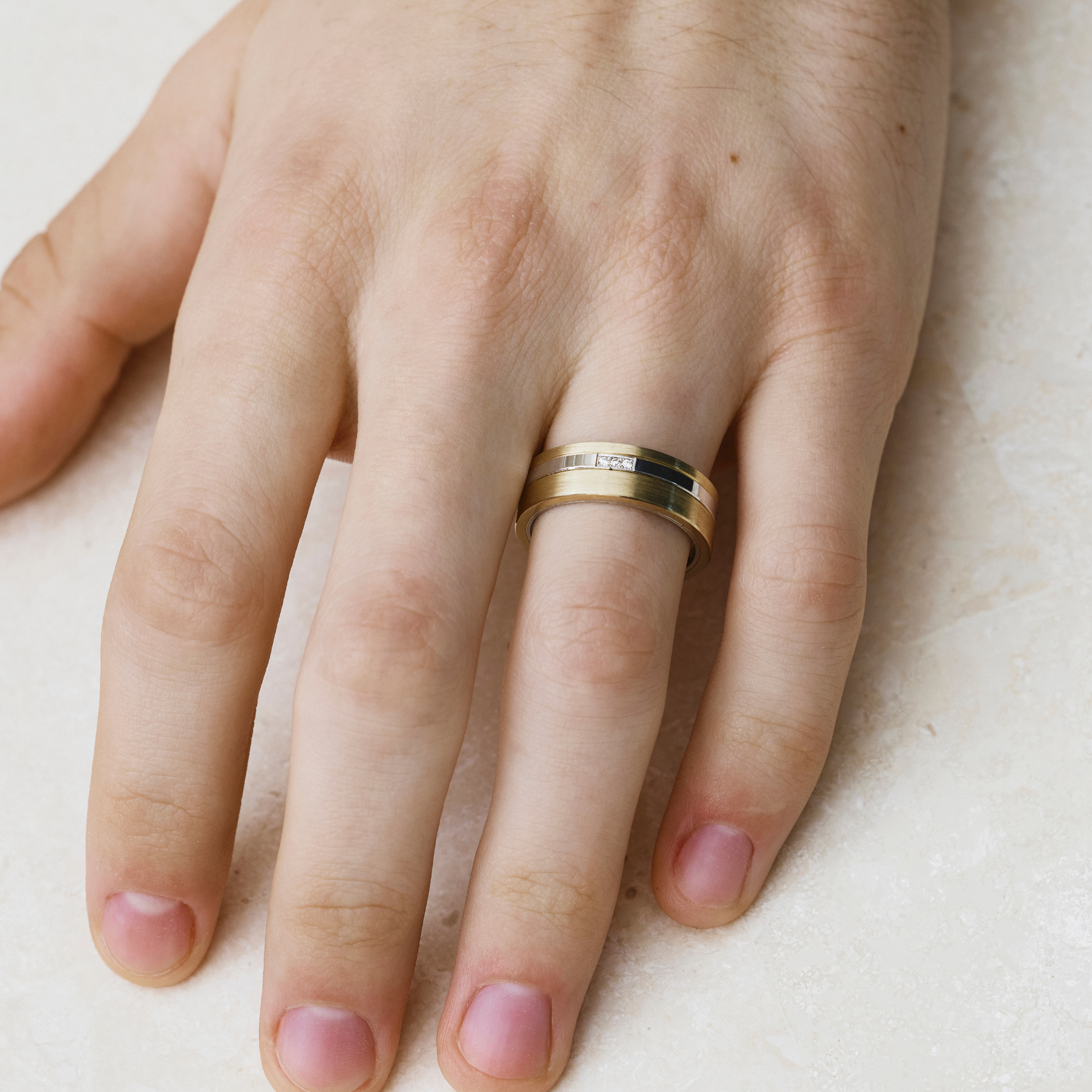 Gold Brushed Diamond Band - Cassandra Mamone