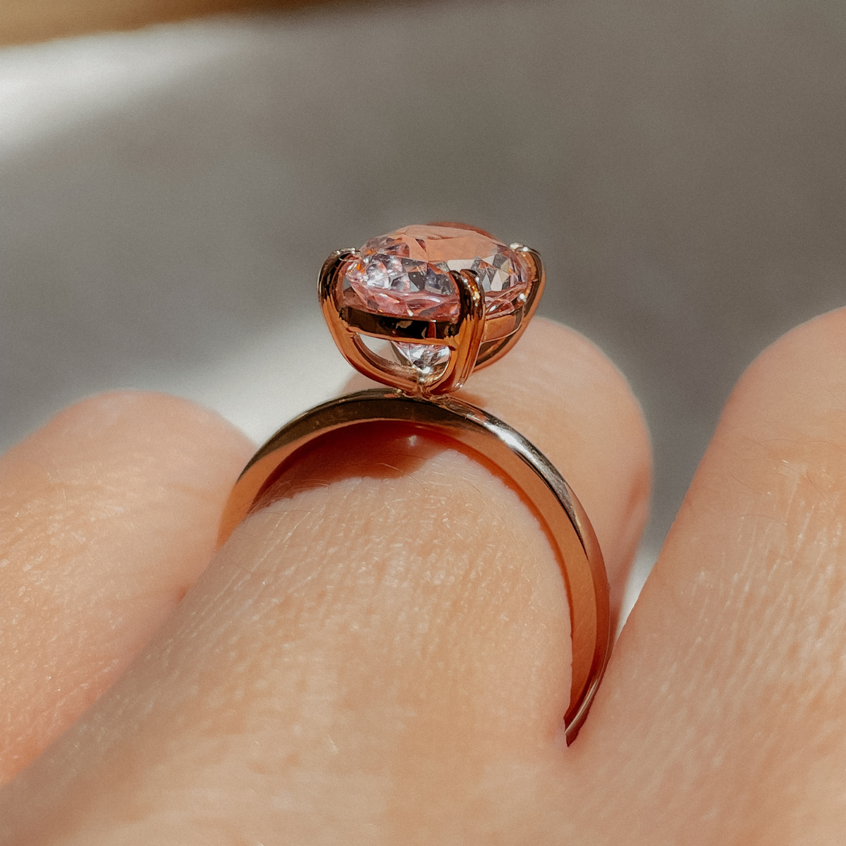 Morganite Oval Elegance Ring - Ready To Ship