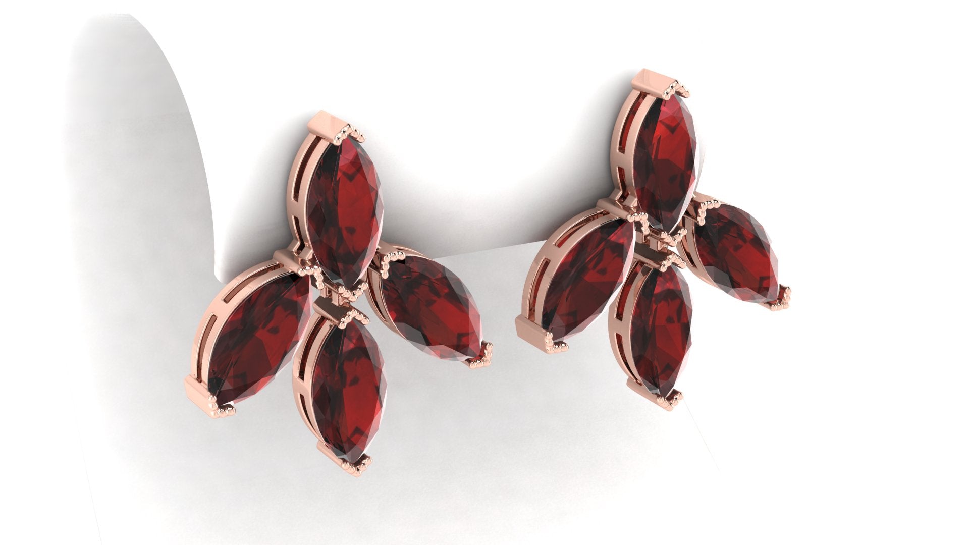 Almandine Flower Earrings