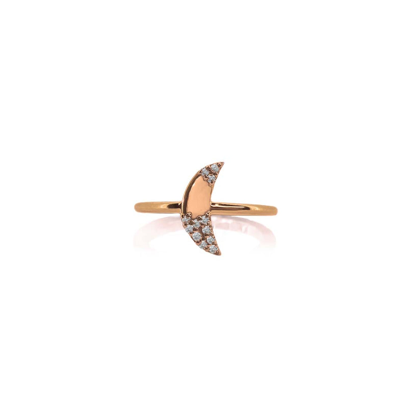 Pave Diamond Crescent Moon Ring - Gold Crescent Ring - Moon Phase Gold -  JewelLUXE
