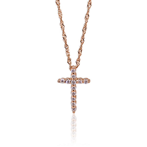 Rose gold sale diamond cross pendant