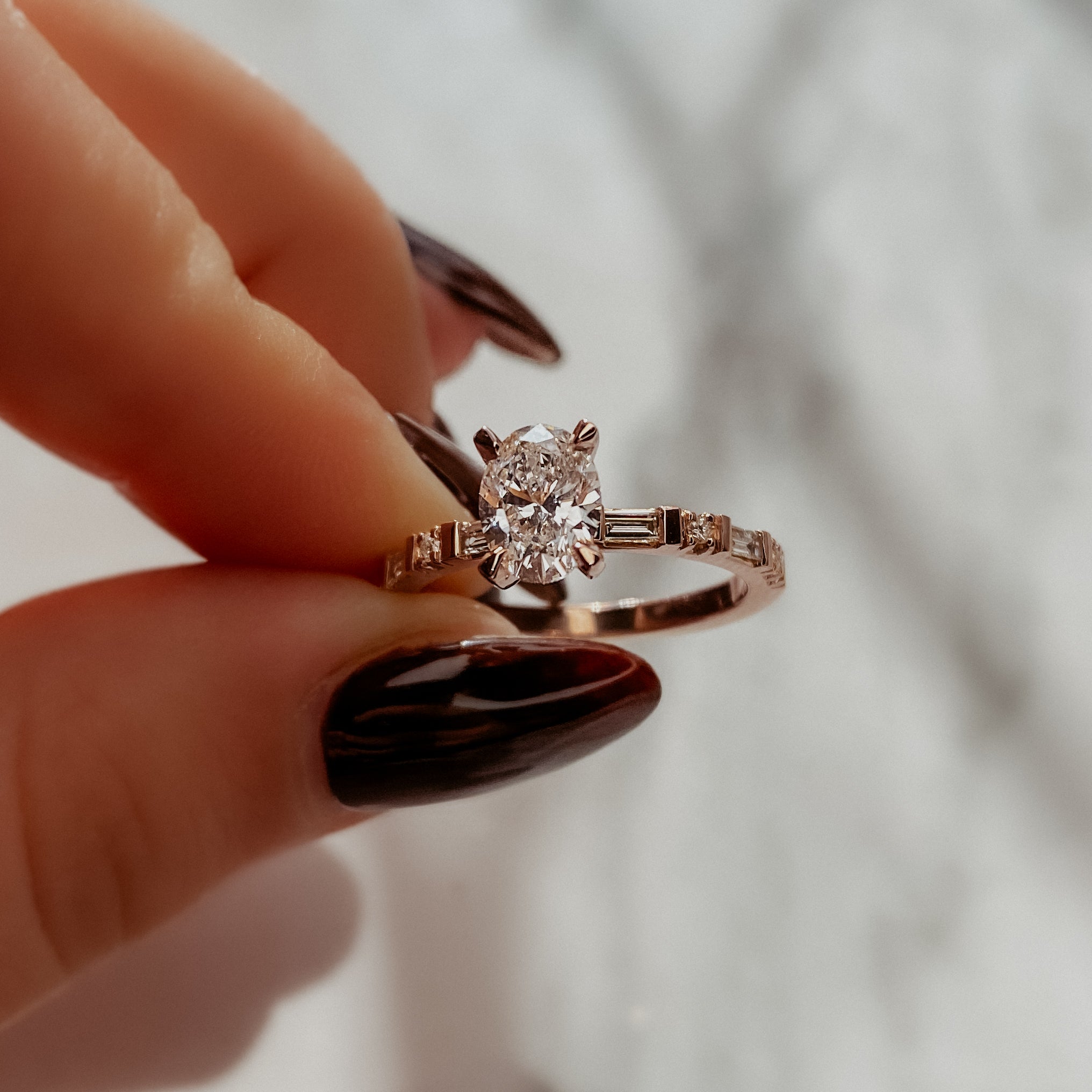 Baguette Oval Diamond Ring