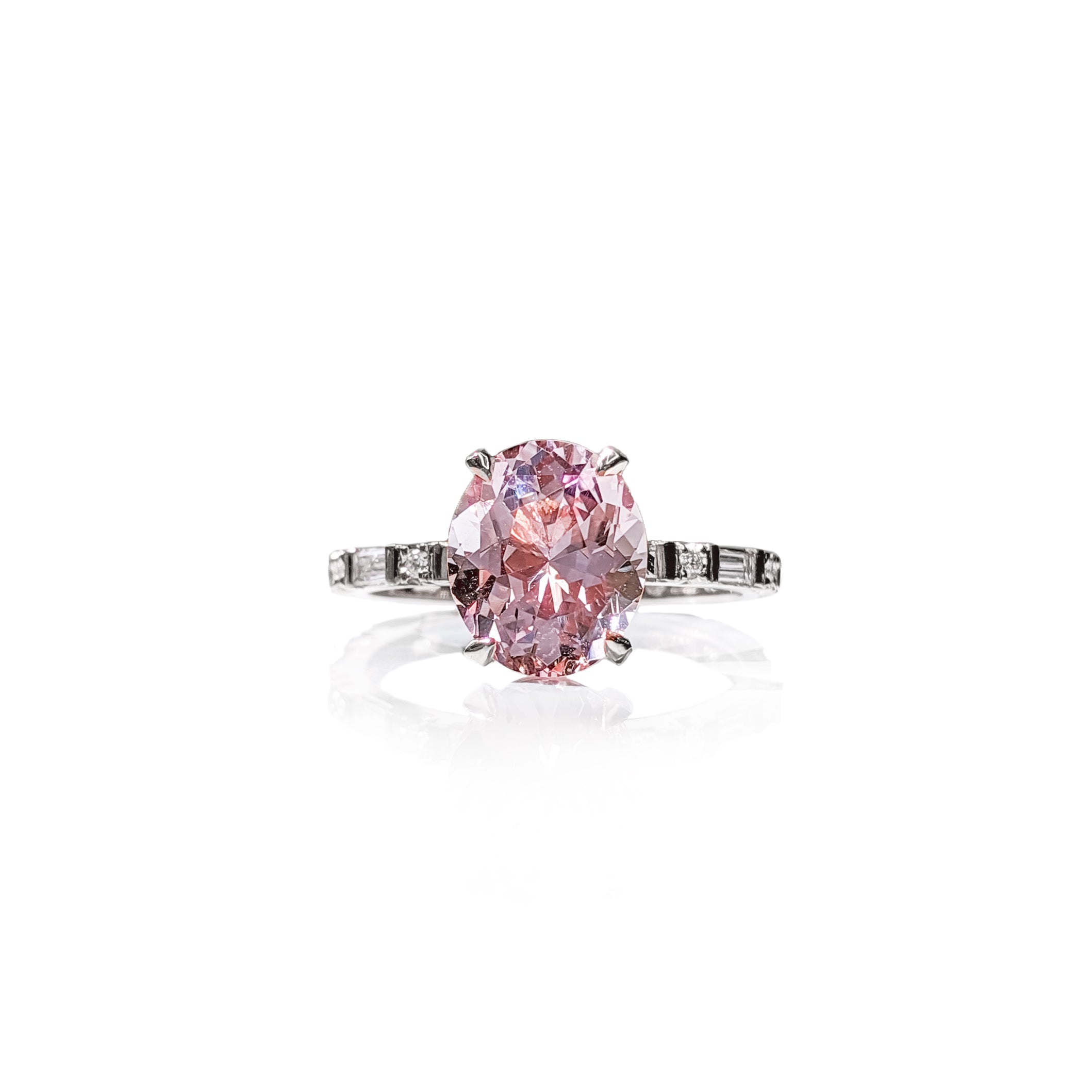 Baguette Oval Morganite Ring