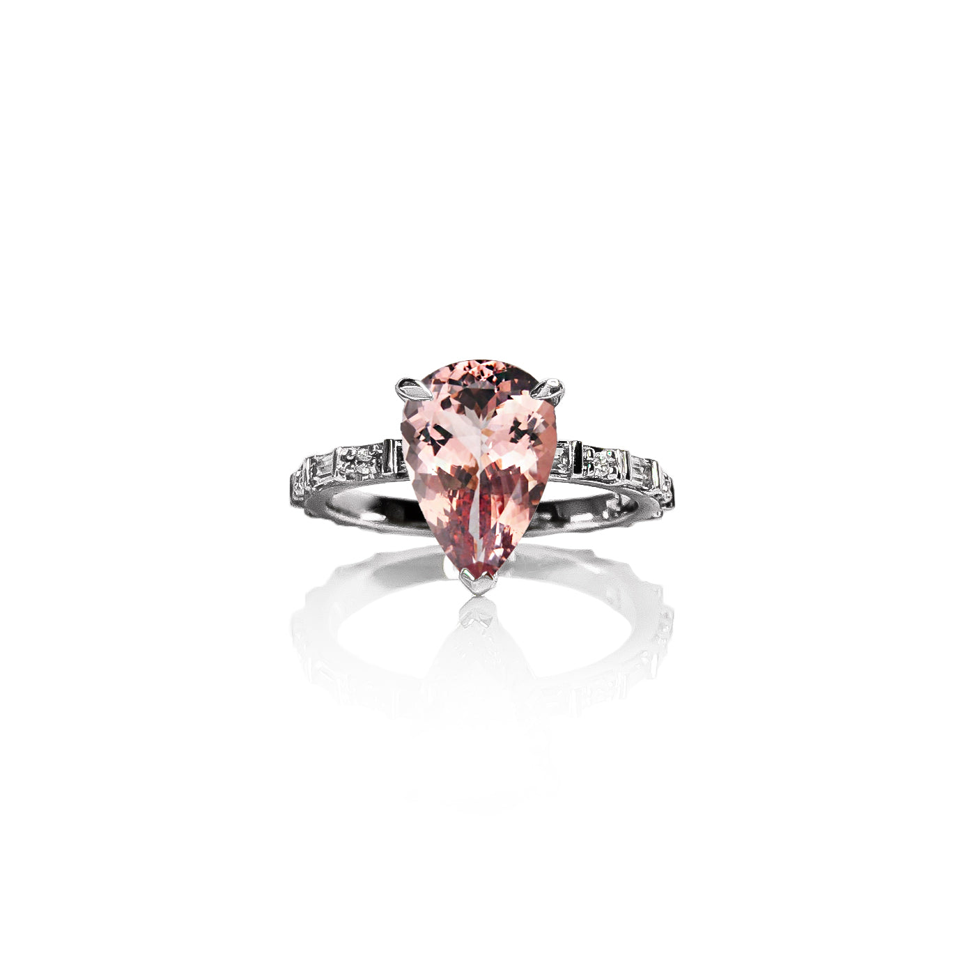 Baguette Pear Morganite Ring