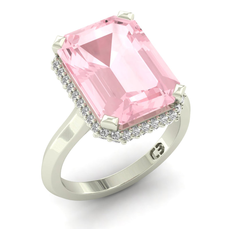 Rose Quartz Emerald Ring