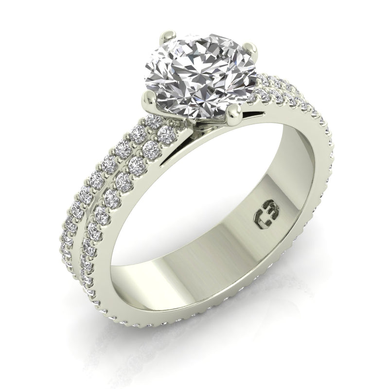 Split Diamonds Engagement Ring